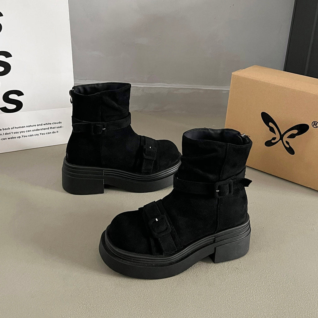 Femmes Hauteur de la plate-forme Augmenter British Style Martin Bottes Arrivée Trendy Vintage Wester