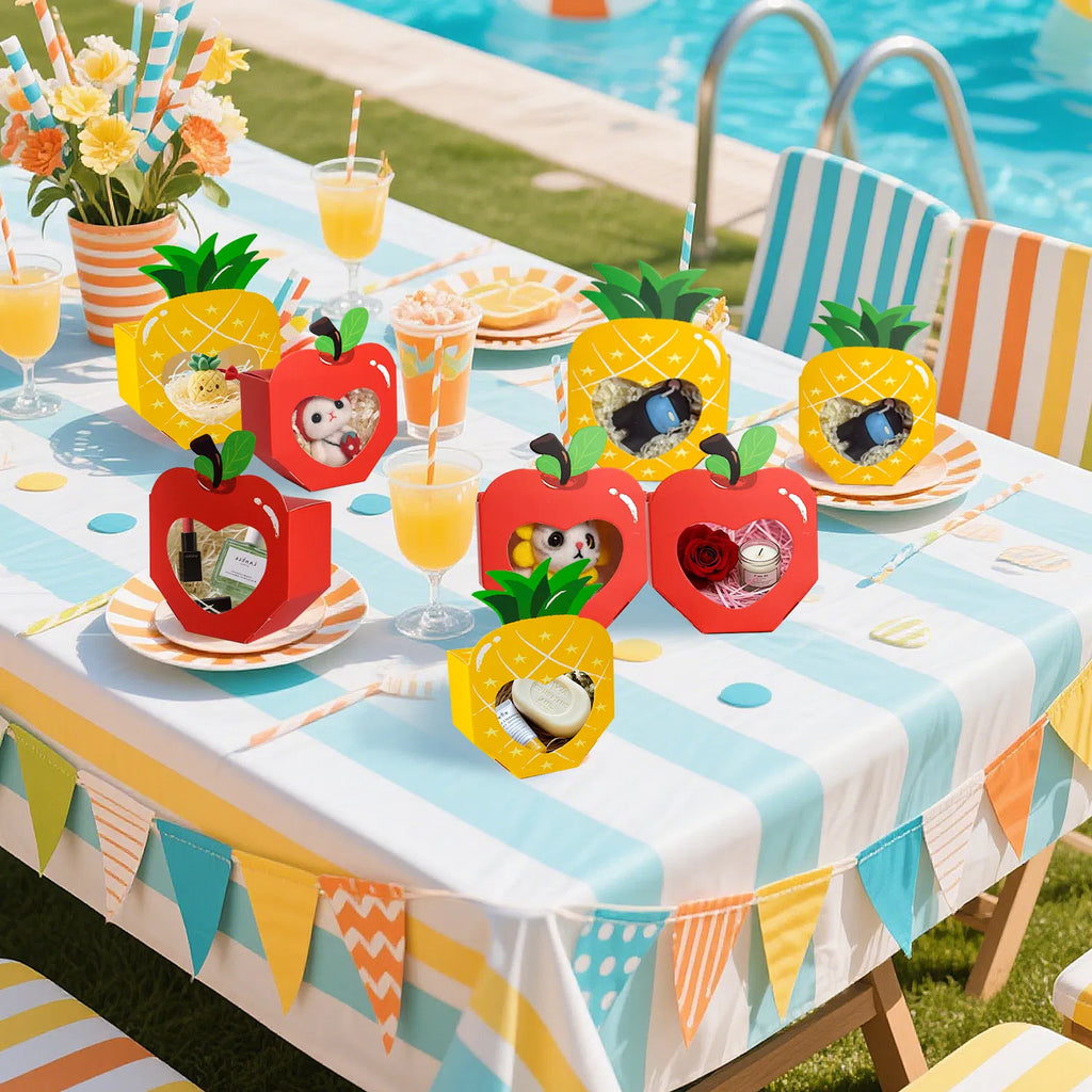 20 Mini boîtes cadeaux avec fenêtre 3D en forme d'ananas de pomme Boîte de cuisson Boîte de traitement de papier Contai