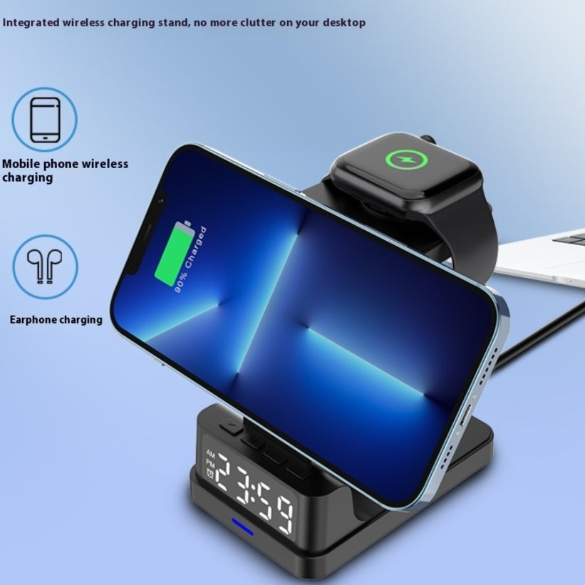 Chargeur magnétique sans fil 3-en-un 15W avec horloge