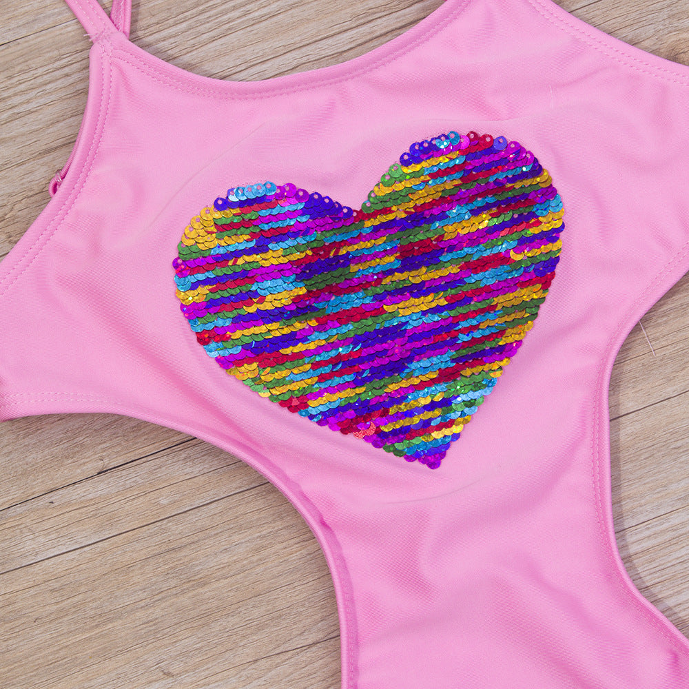 Peach Heart Ajustable Girls Maillot de bain simple