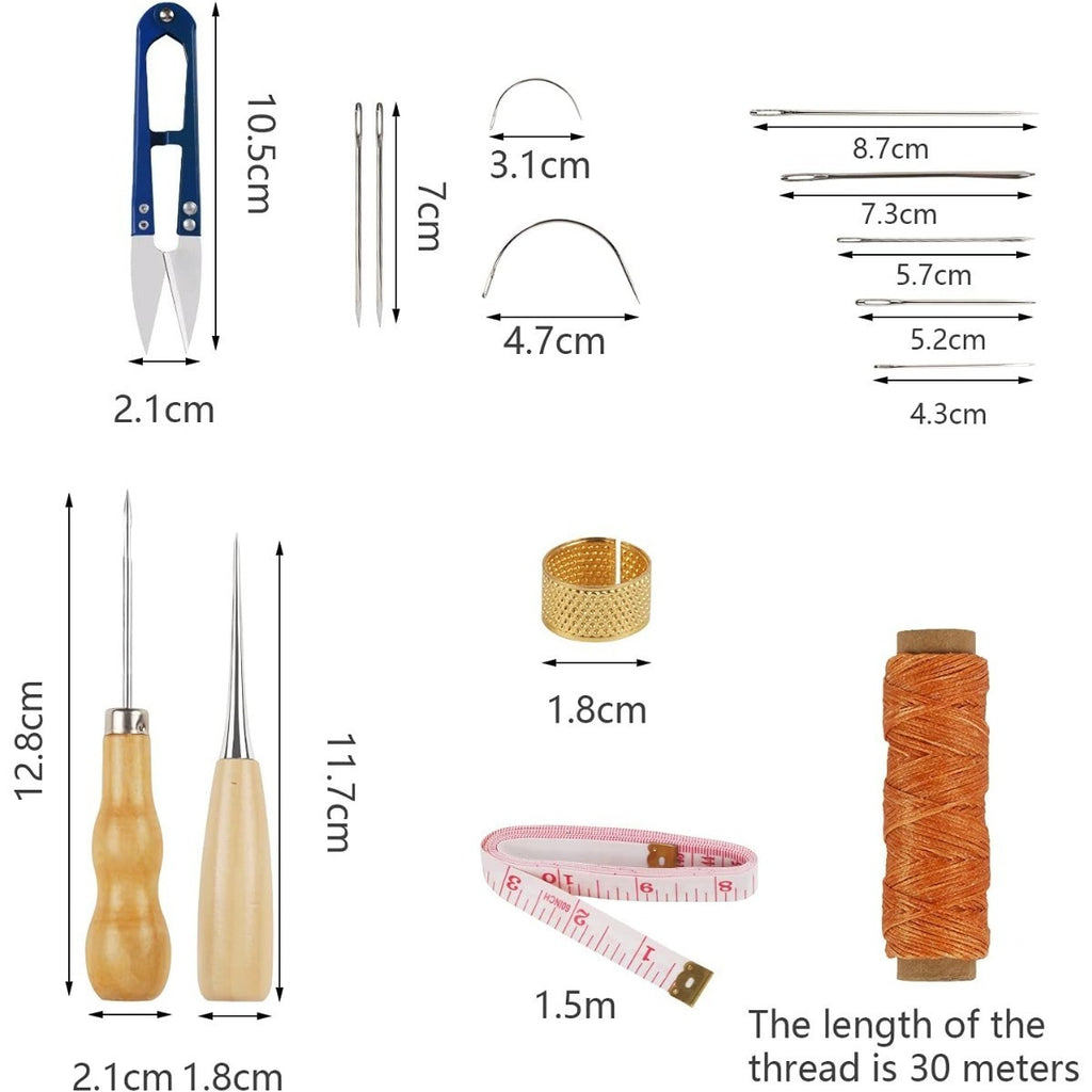 Kit de couture en cuir 22 pièces pour l'artisanat en cuir. Le kit de couture en cuir comprend un cuir