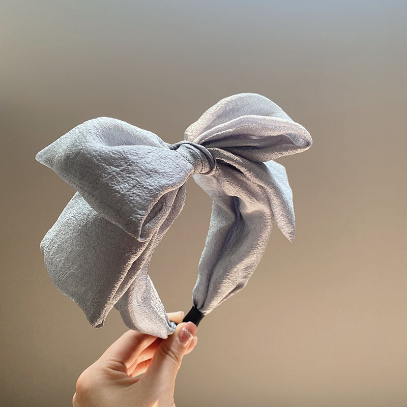 Seersucker Outsize Bow Headband High Sense large bord Accessoires capillaires