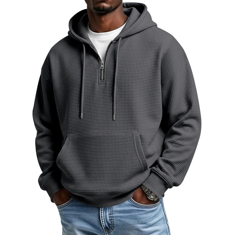Hommes Waffle-weave demi-zip Hoodie