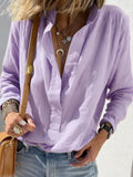 European and American Spring Women's Casual Loose Fashion Long Sleeve Cotton Chanvre Solid Co