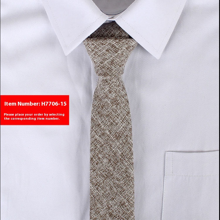 Solide Couleur Coréen Style Narrow Coton Homme 6cm Formel Porter Affaires Casual Mariage Tie