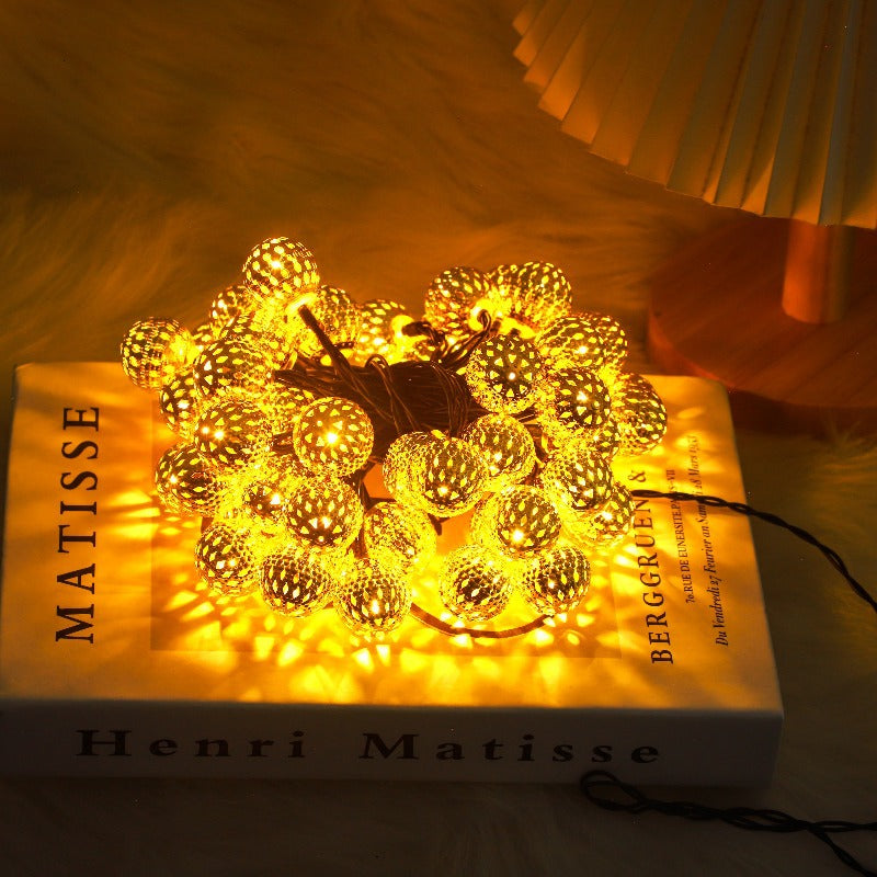 Fer brut Marocain-Style lumières à cordes à LED à énergie solaire