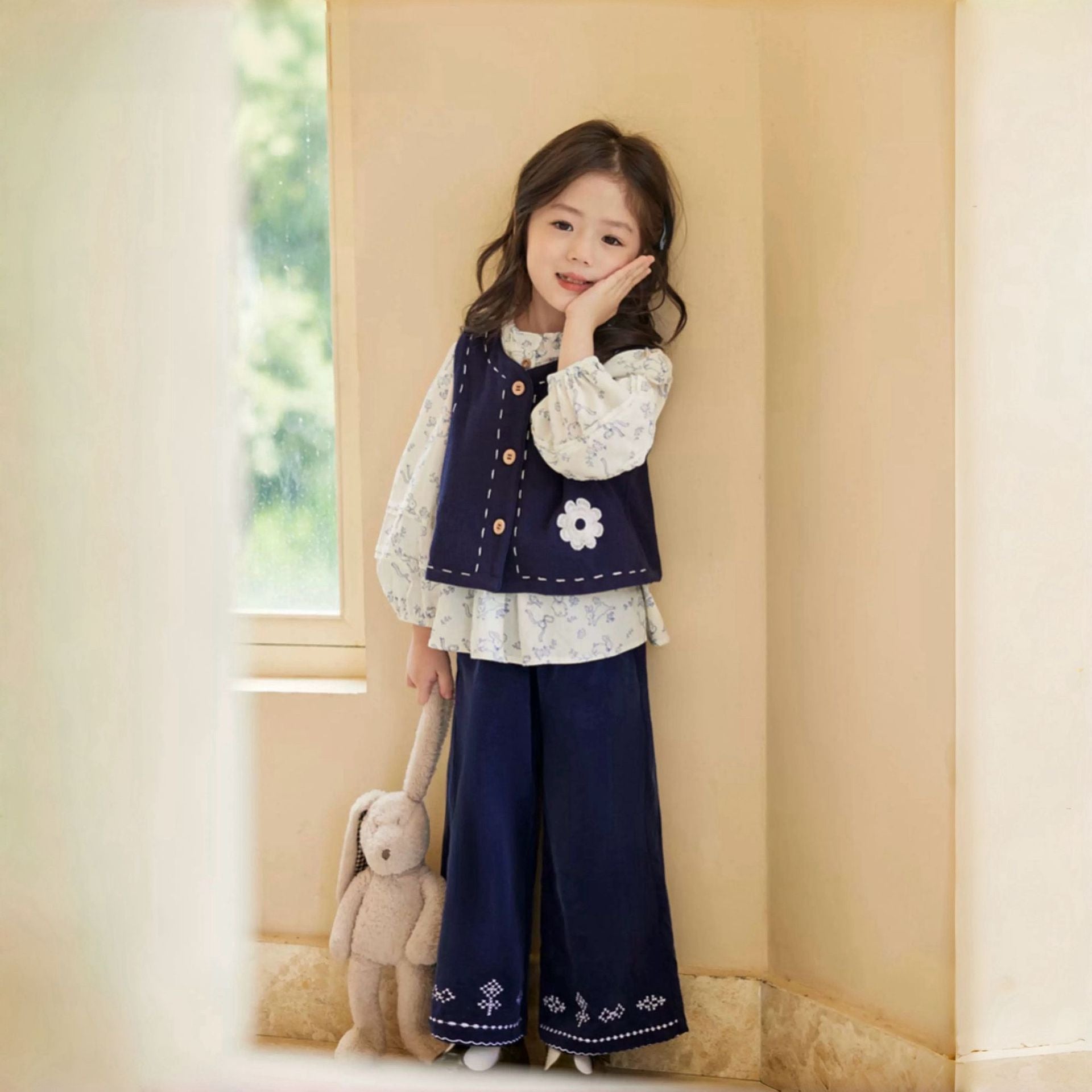 Style Vest Shirt pour les petites filles fashionable Ensemble de trois pièces
