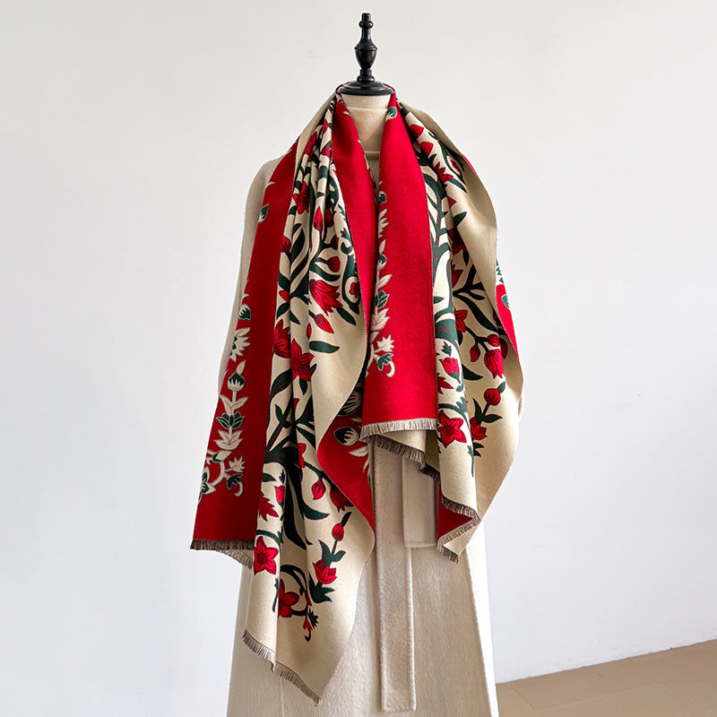 Rétro Petite écharpe en cachemire floral pour femmes