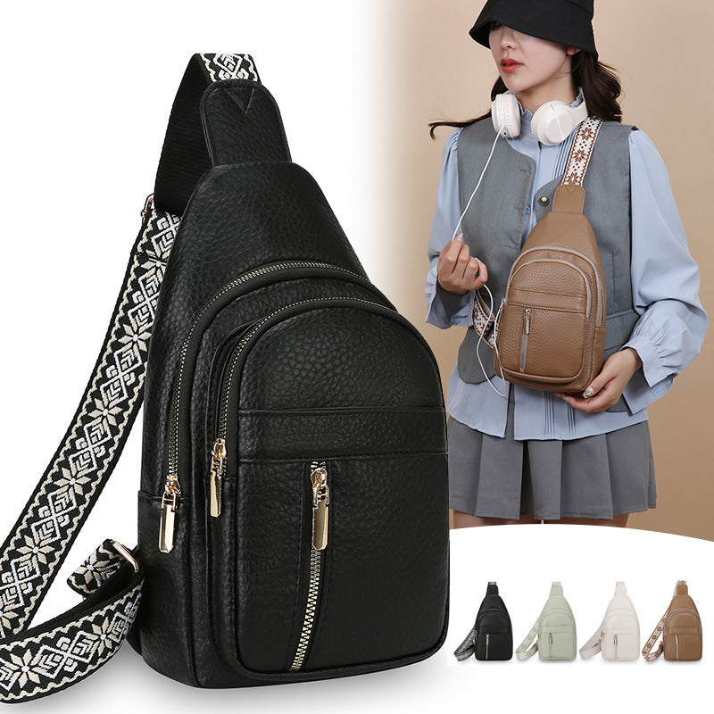 Sac à épaule en cuir souple PU multicouche de grande capacité