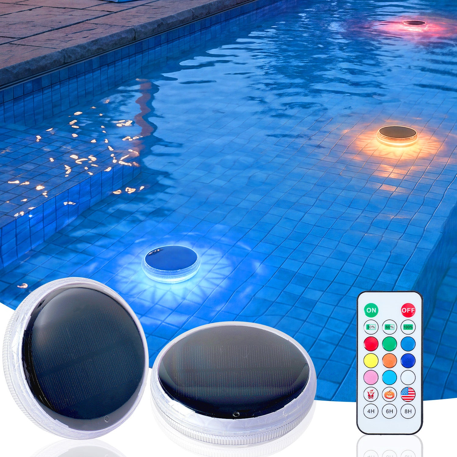 Pool flottante rechargeable solaire Lights-2 Pack