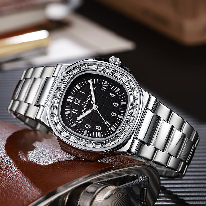Double calendrier Avancé en acier inoxydable Lumineux hommes montre