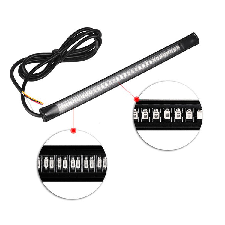 Moto LED Lampe de frein bicolore de direction Imperméable Barre plaque de licence auxiliaire