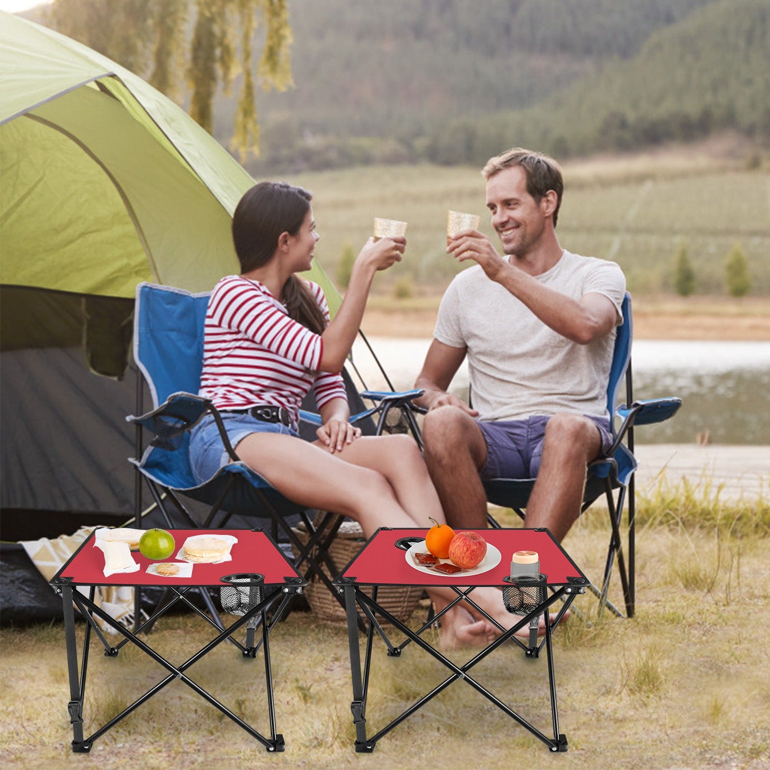 1Pc 2Pc Options Table de camping pliable Table de pique-nique portable Bureau de voyage léger avec
