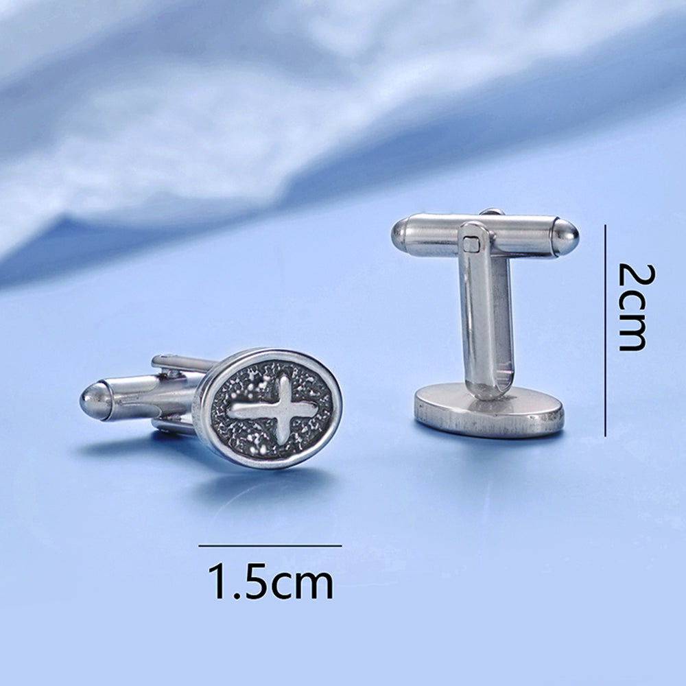 Boutons de manchette Ovale Argent Acier inoxydable Chemise Liens de manchette pour hommes Accessoires de bijoux