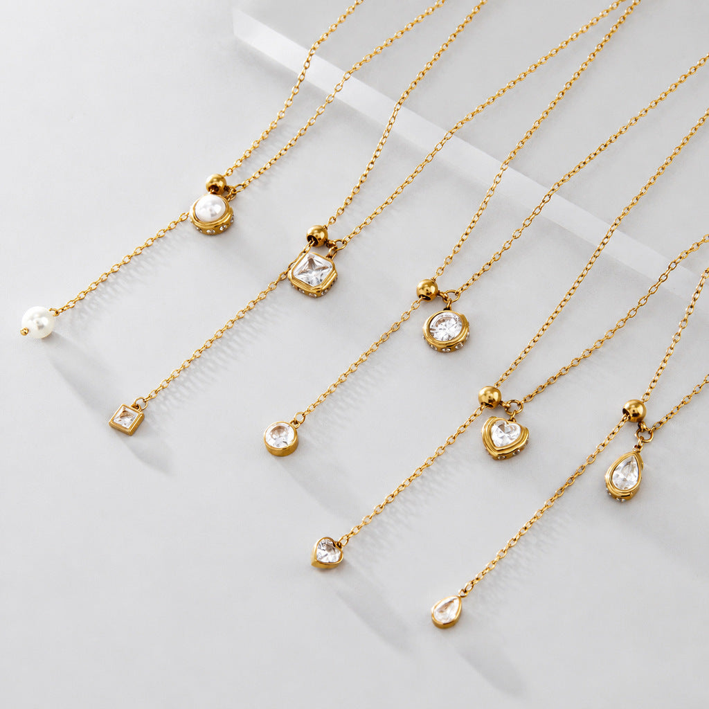 Collier long en acier titane à chaîne de traction réglable