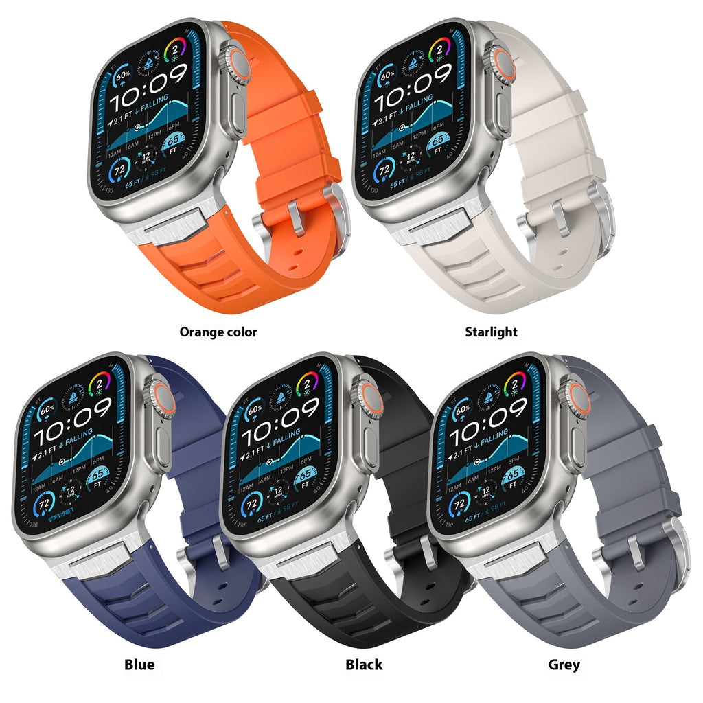 Bracelet de montre de sport en caoutchouc fluoré en alliage
