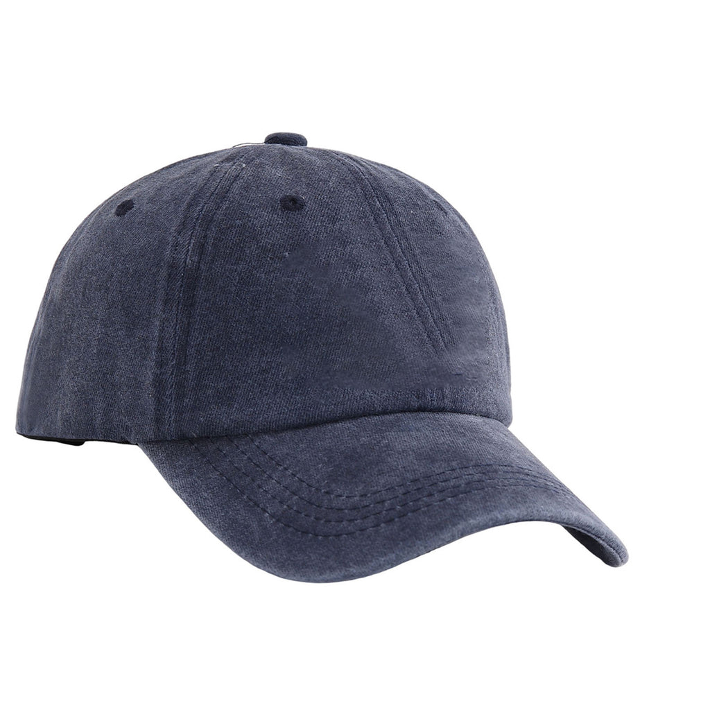 Casquette de baseball coton lavable imprimé été hommes chapeau réglable tête circonférence Navy Blu