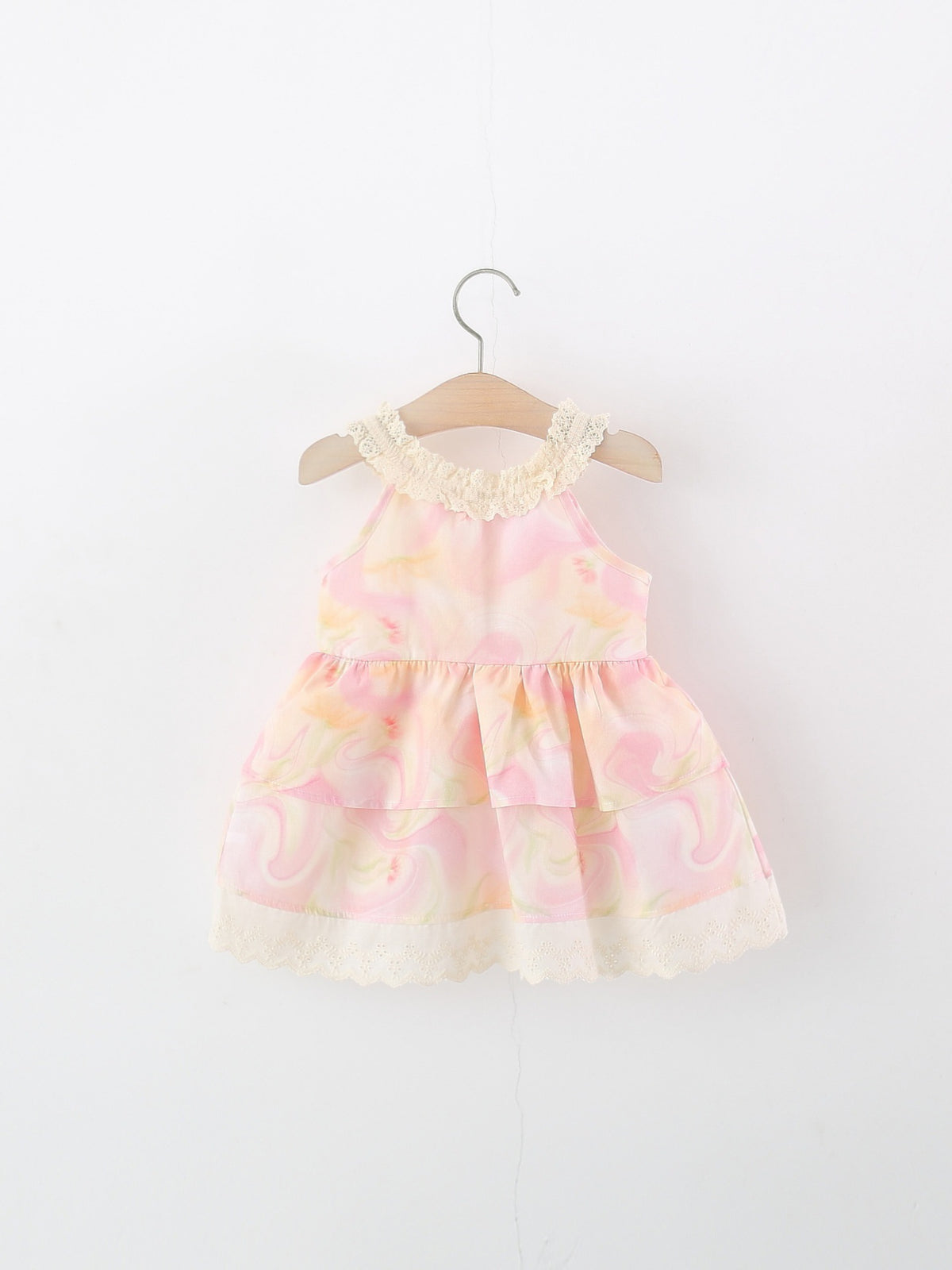 Enfants Filles Dentelle Florale Tulip Robe princesse col haltère