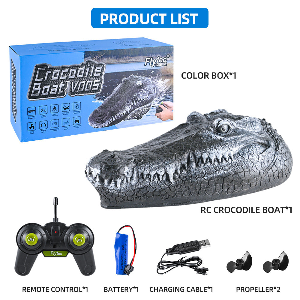 Simulated Crocodile Head Remote-control Navire pour enfants Modèle de bateau Jouets Garçon Spoof