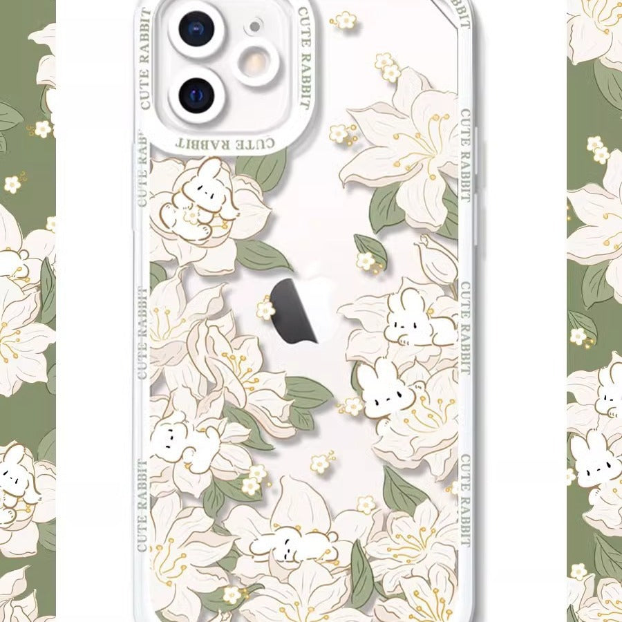 Fleurs Lapin Téléphone Protection Cas Anti-chute