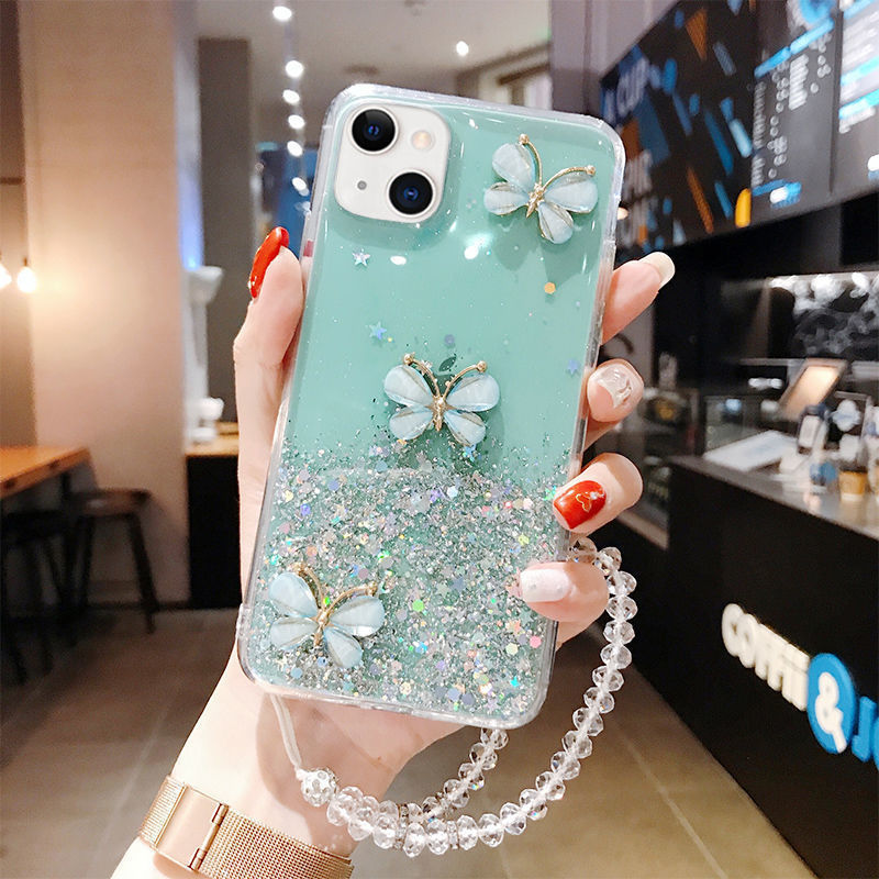 Étui de téléphone Glitter Epoxy Papillon doux
