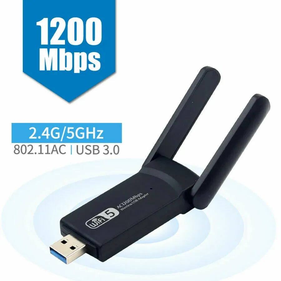 1200Mbps Longue portée AC1200 Double bande 5GHz Sans fil USB 3.0 Adaptateur WiFi Antennes