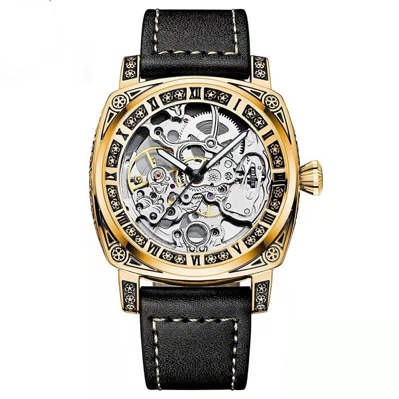 Relief-coupée Montre mécanique entièrement automatique pour hommes