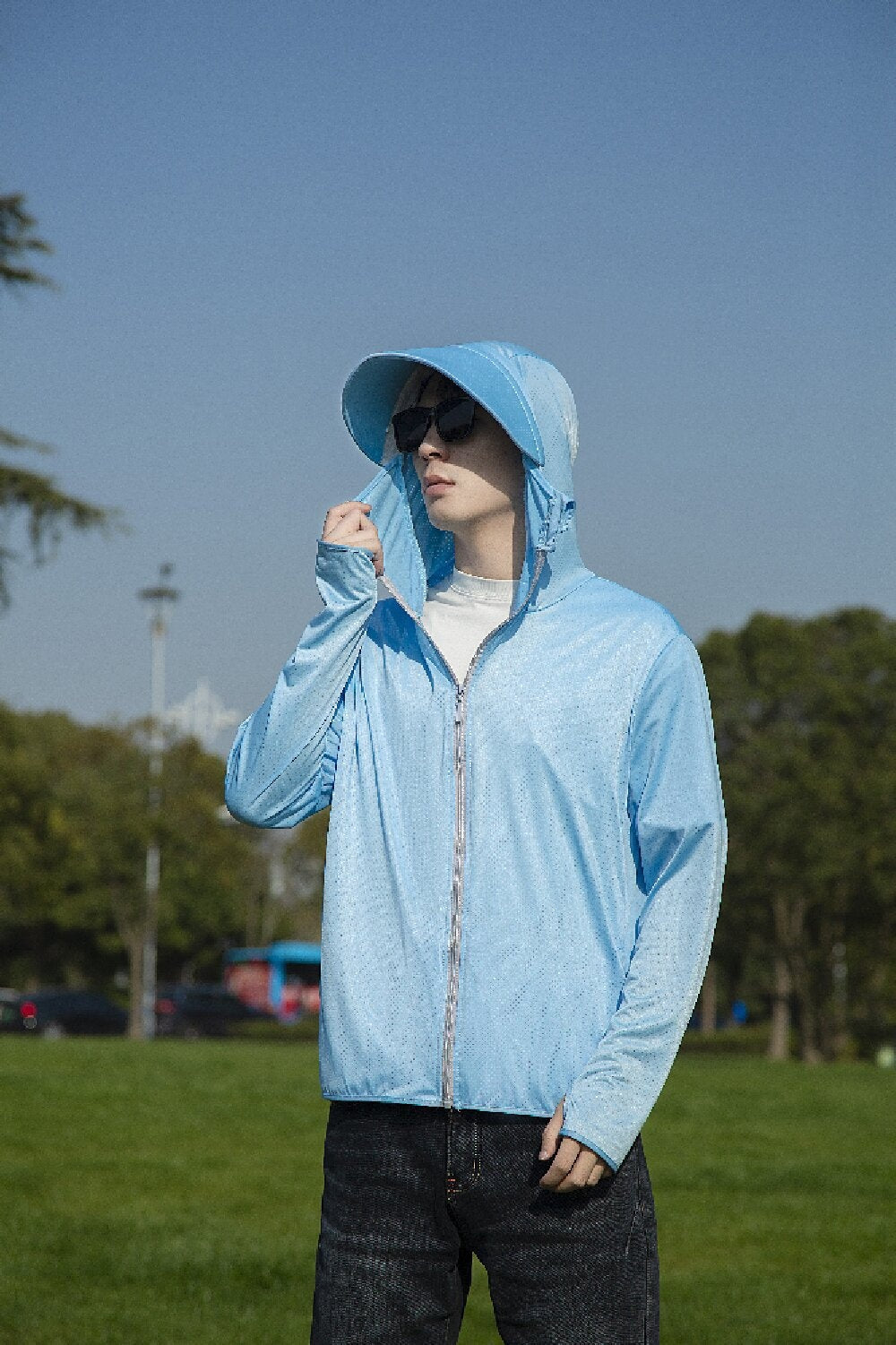 Ice Silk Sun Protective Top Mens Veste avec une preuve UV brim et respirant