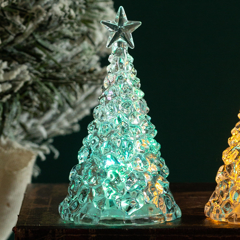 Décoration de Noël Mini lumineux arbre de Noël cristal transparent lumière de nuit bureau