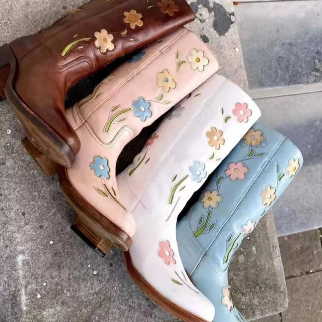 Bottes de denim élégantes à talons hauts