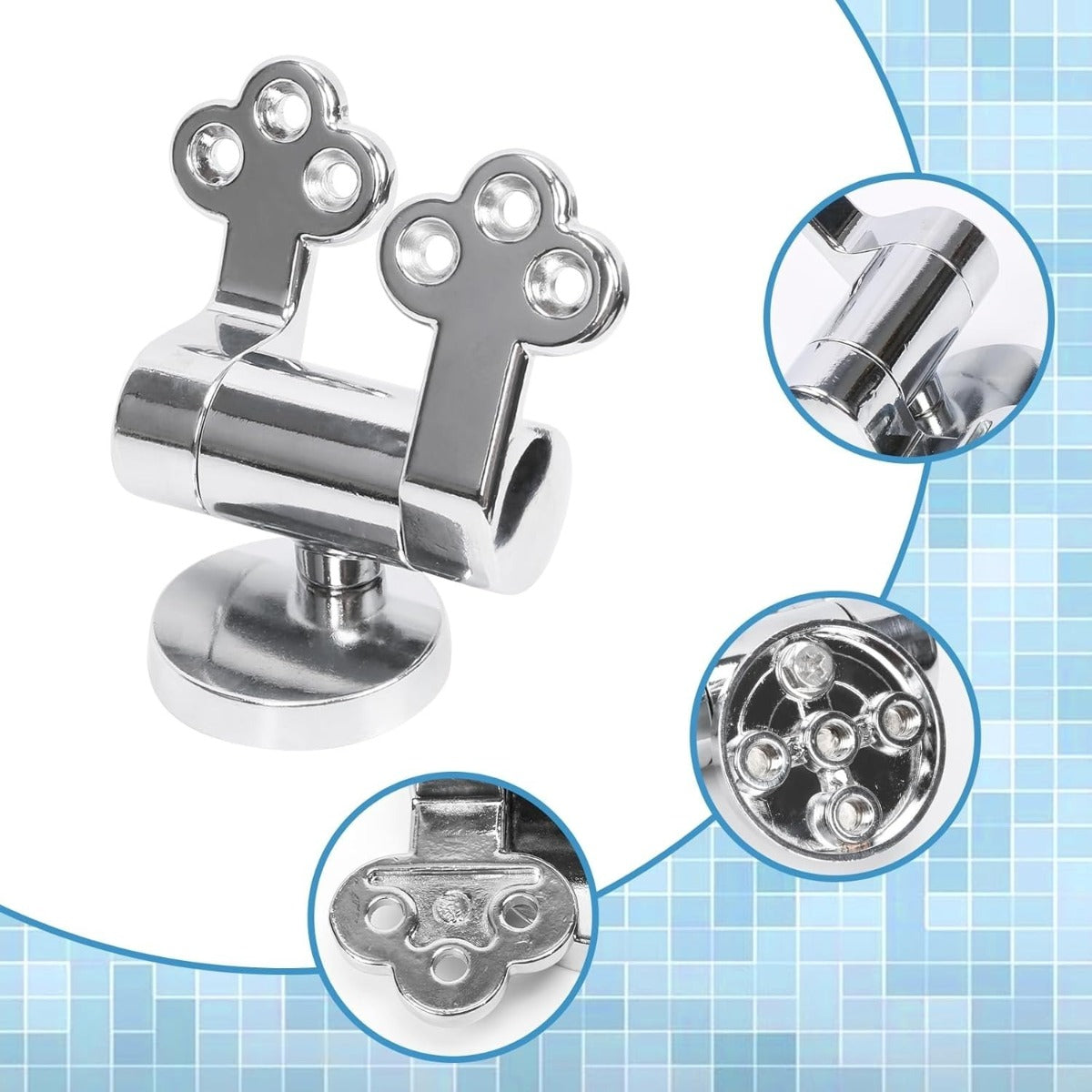 2-piece toilet lid and hinge fixing set with soft-close mechanism