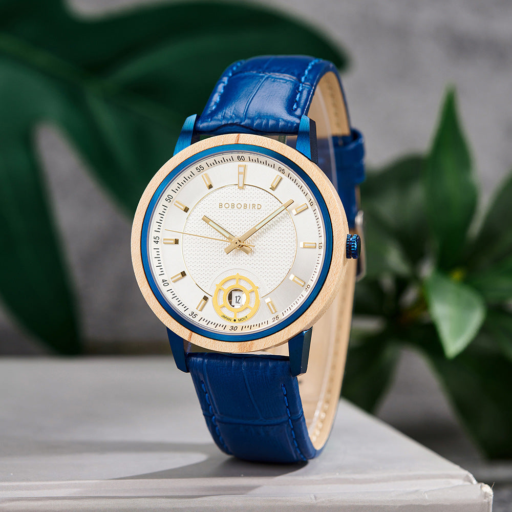 Montre en bois naturel pour homme - Vintage Minimalist Design Montre Quartz Casual pour jeune