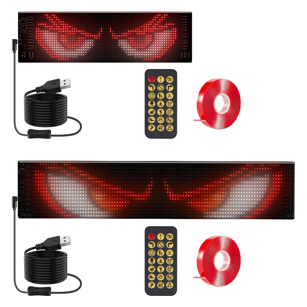 2Pack 16x96 Matrix Devil Eyes lumières pour voiture ultra-mince programmable LED enseignes de voiture avec AP