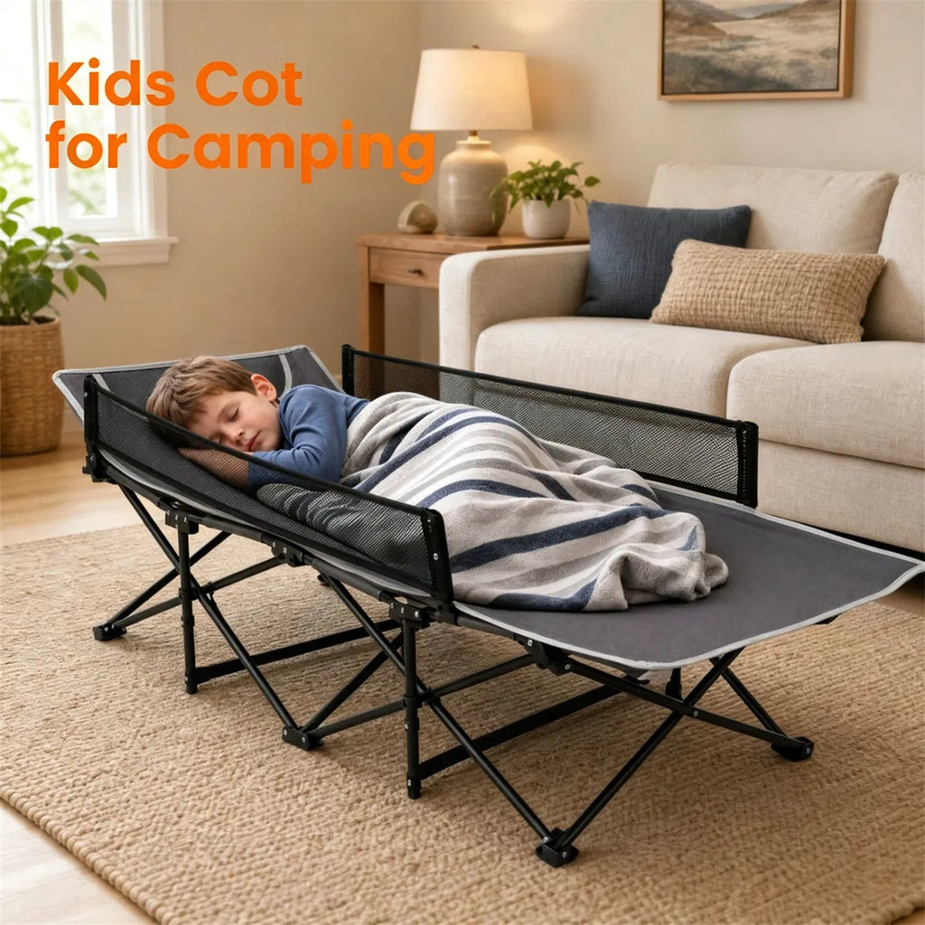 Lit de camping sans assemblage gris Portable pour tout-petit