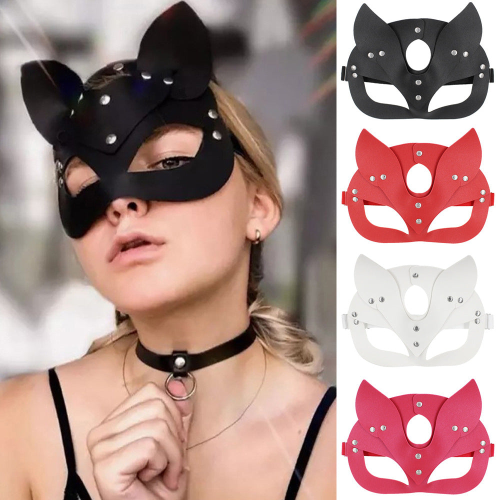 Masque de renard en cuir PU personnalisé européen et américain