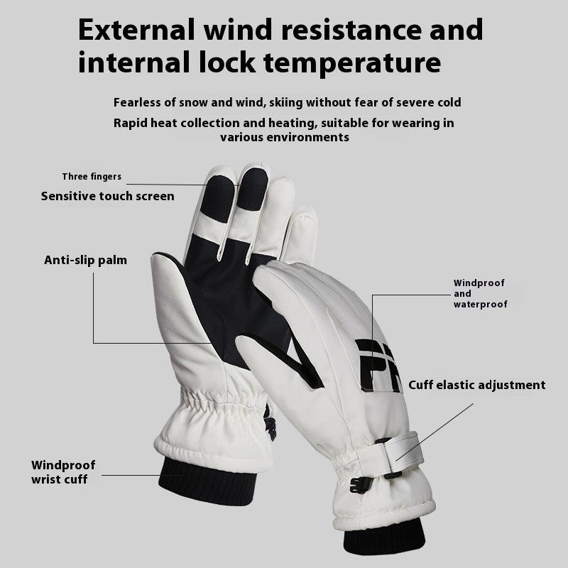 Gants chauds épais doublés de polaire imperméables antidérapants pour femmes