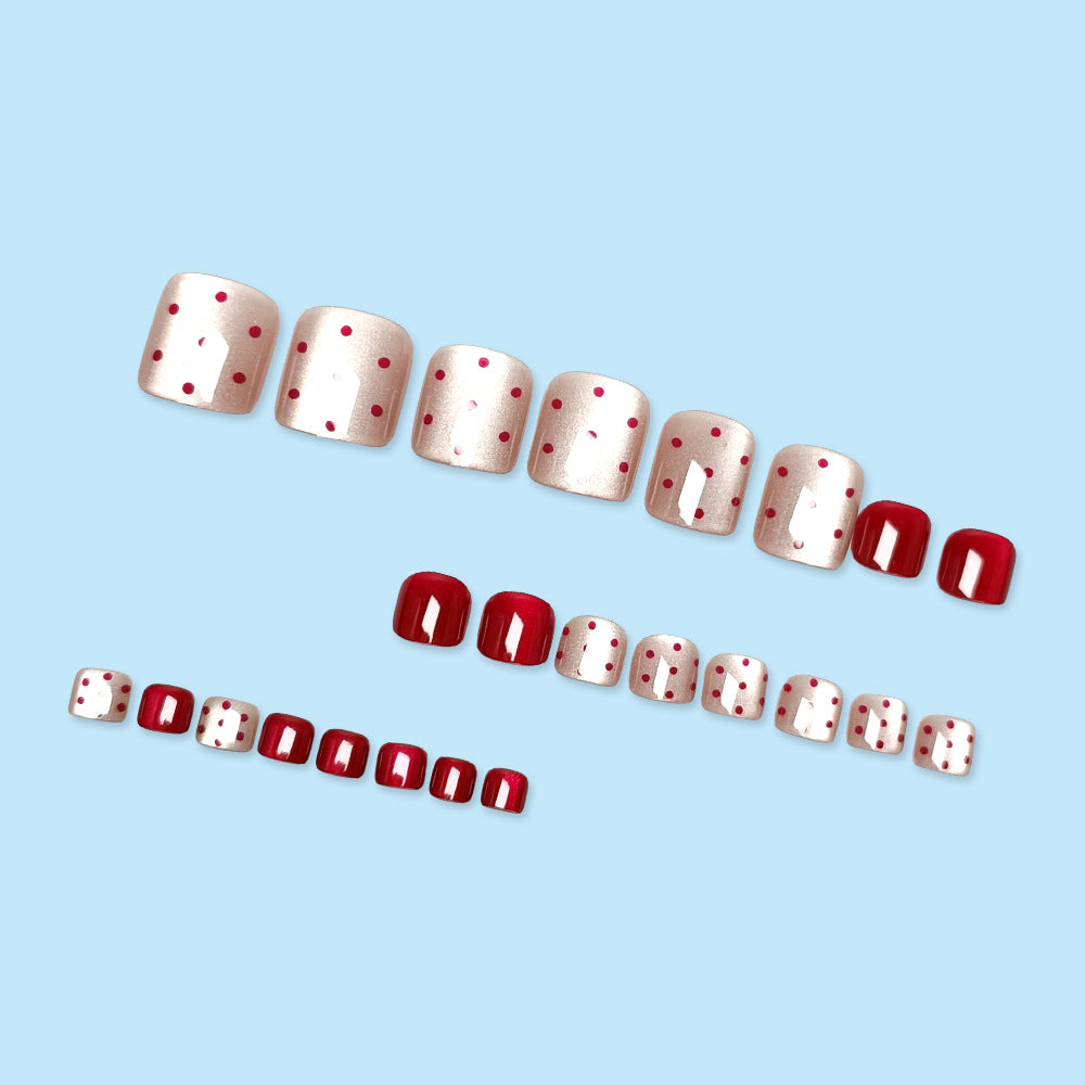 Stickers Aiguilles Rectangulaires courtes 24-pièces Red Dot Appuyez sur Type d'Oeil de Chat-Oeil Pour orteils