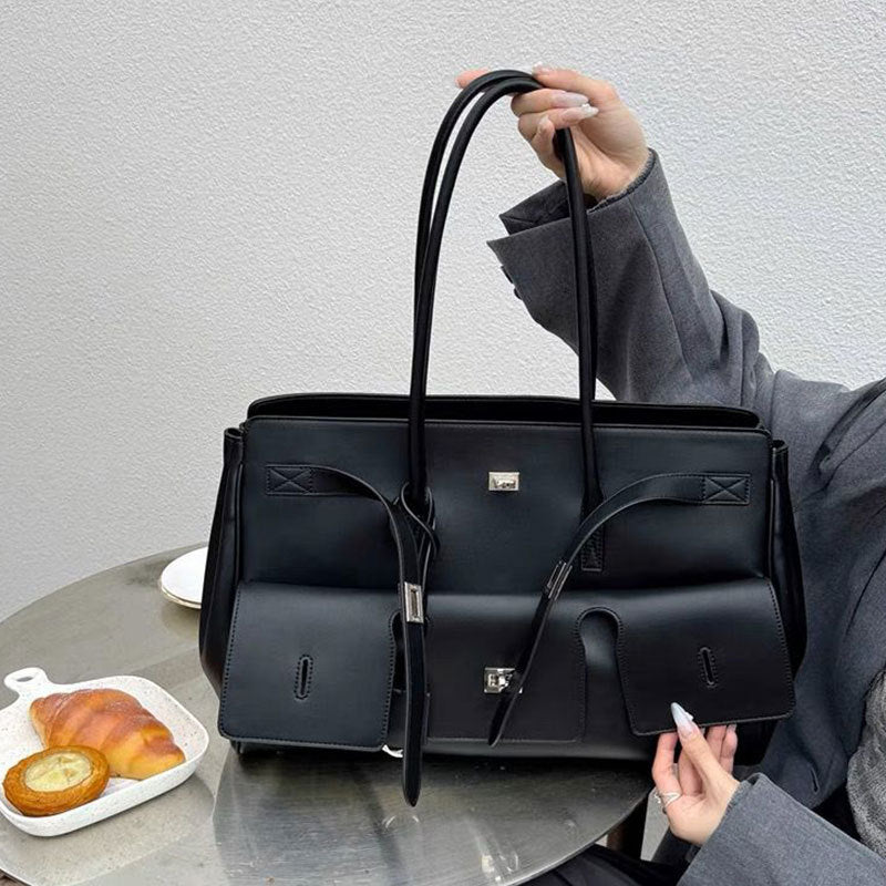 Grand-Capacité Neutre-Style Tote Wing véritable sac de moto en cuir