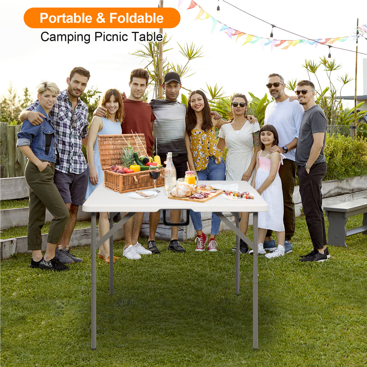 Table carrée pliable de 34 pouces
