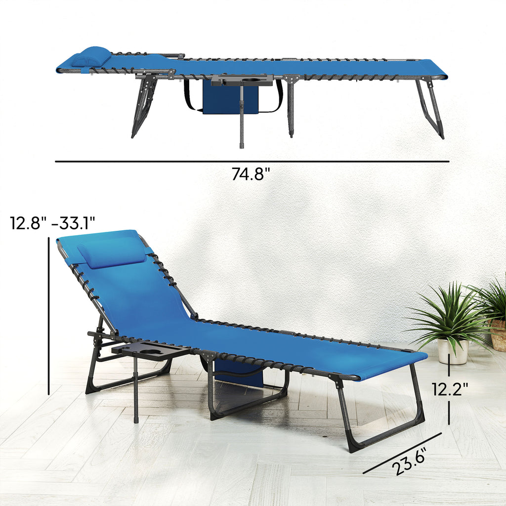 Chaise de bronzage pliante en extérieur avec dossier réglable à 5 niveaux