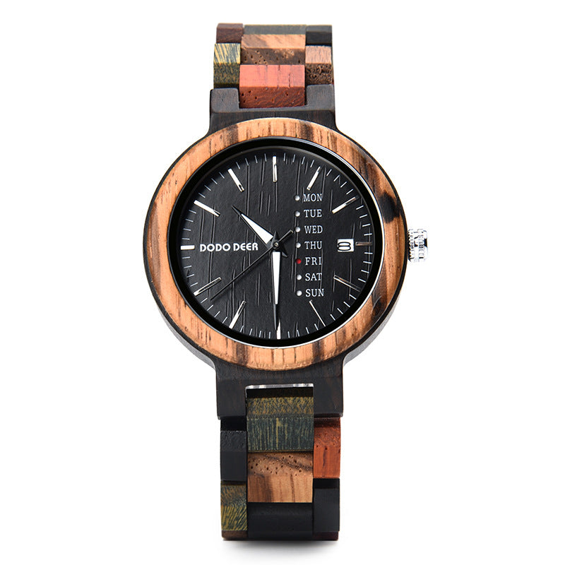 Wood Couple's European and American Style Calendrier Watch