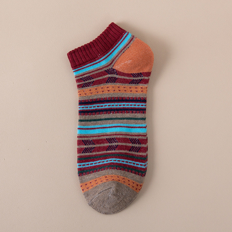 Chaussettes pour hommes style Harajuku Chaussettes à cheville avec motifs ethniques