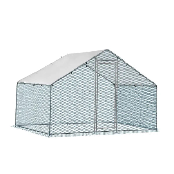2X2X2m&6,5x6,5x6,5ft Coop de poulet argenté avec toit pointu