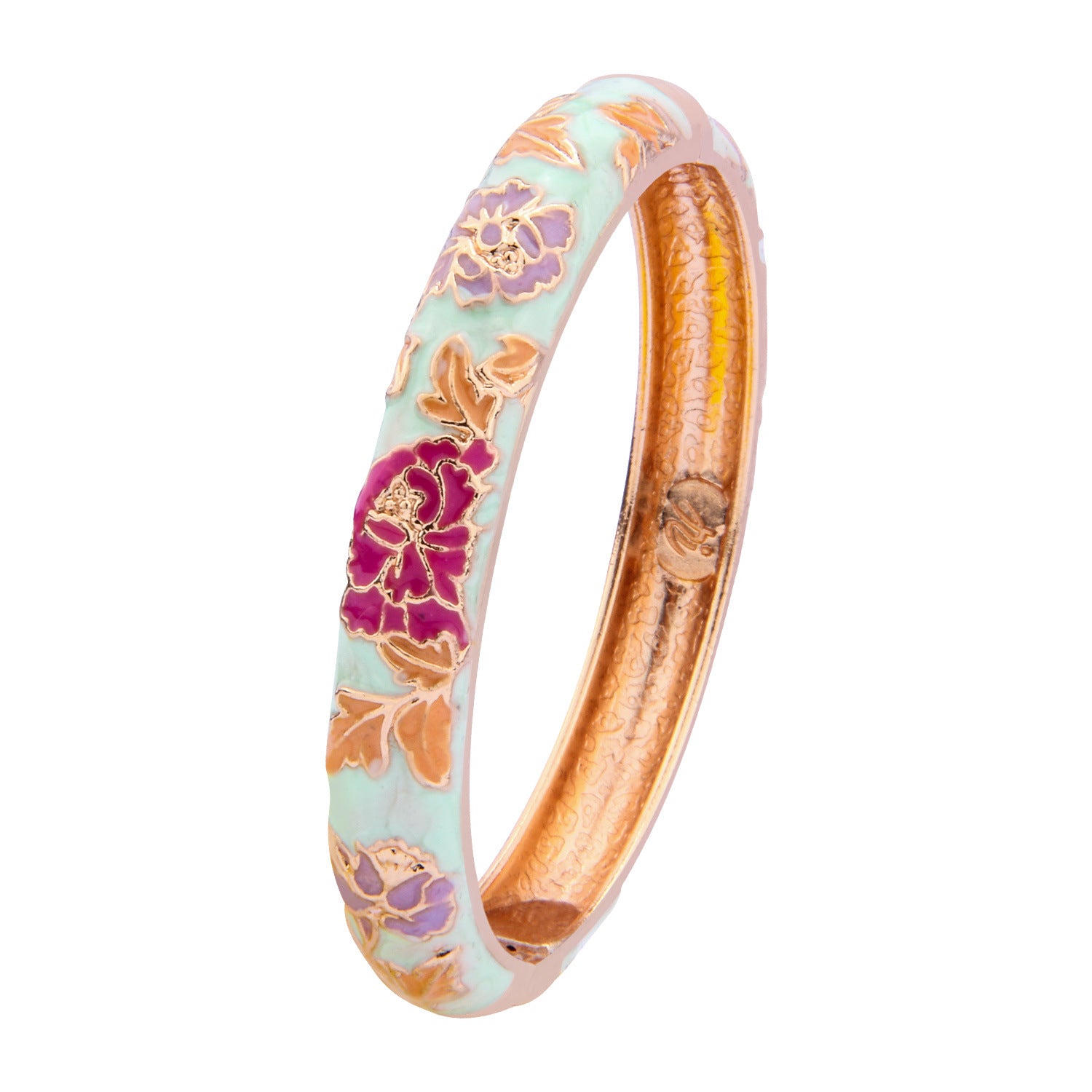 Dai Li Style Ethnique Green Series Bracelet Fleur Style Chinois Bracelet Peony Enamel Drop