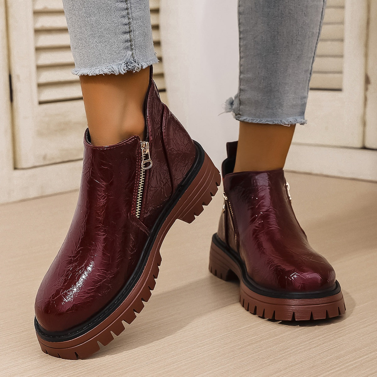 Automne et hiver Bottes de talon haute ronde Chaussures pour femmes
