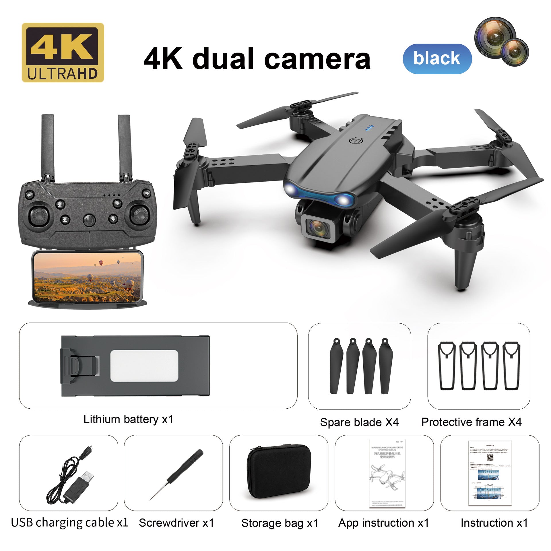 Longue durée de vie de la batterie de Quadcopter à double caméra