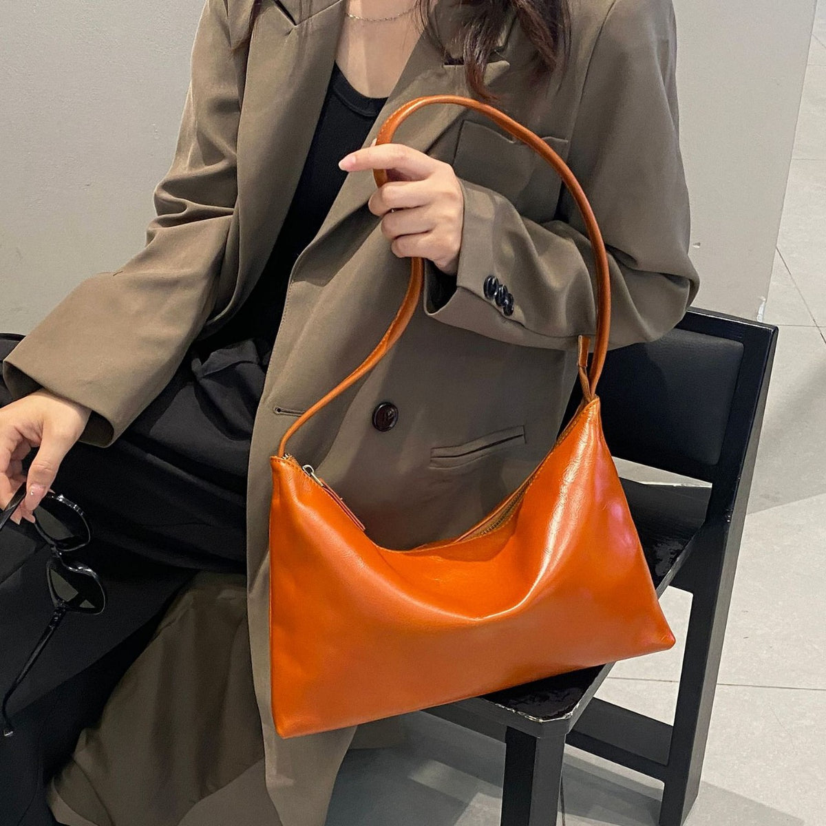 Sac à épaule en cuir de couleur graduée