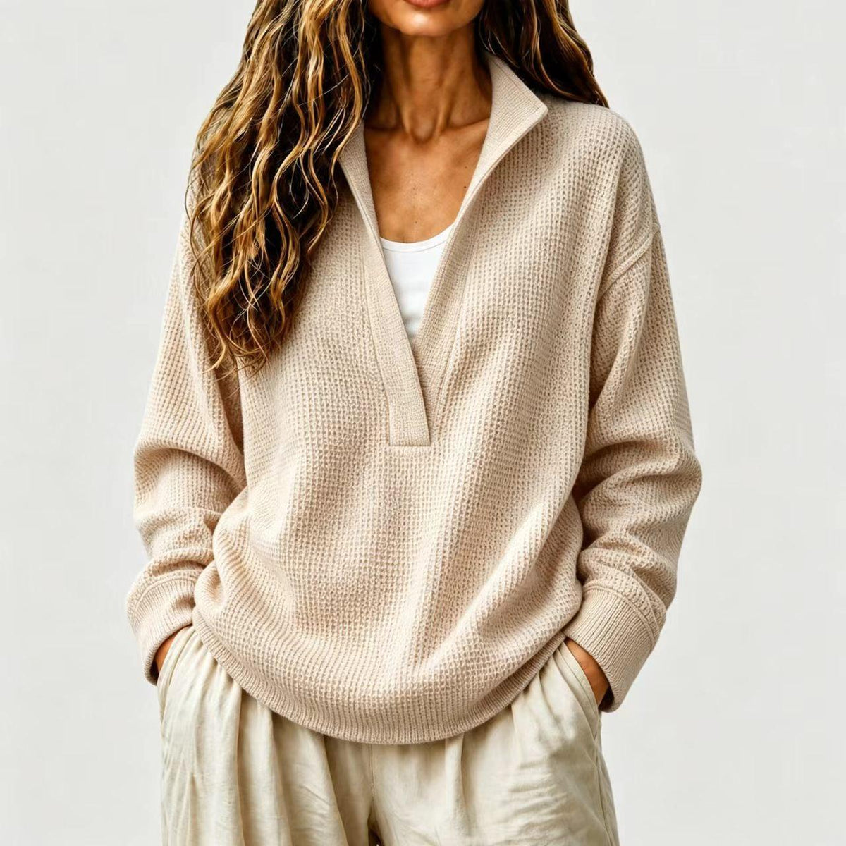 Femmes Solide-couleur manches longues Casual-fitting Top