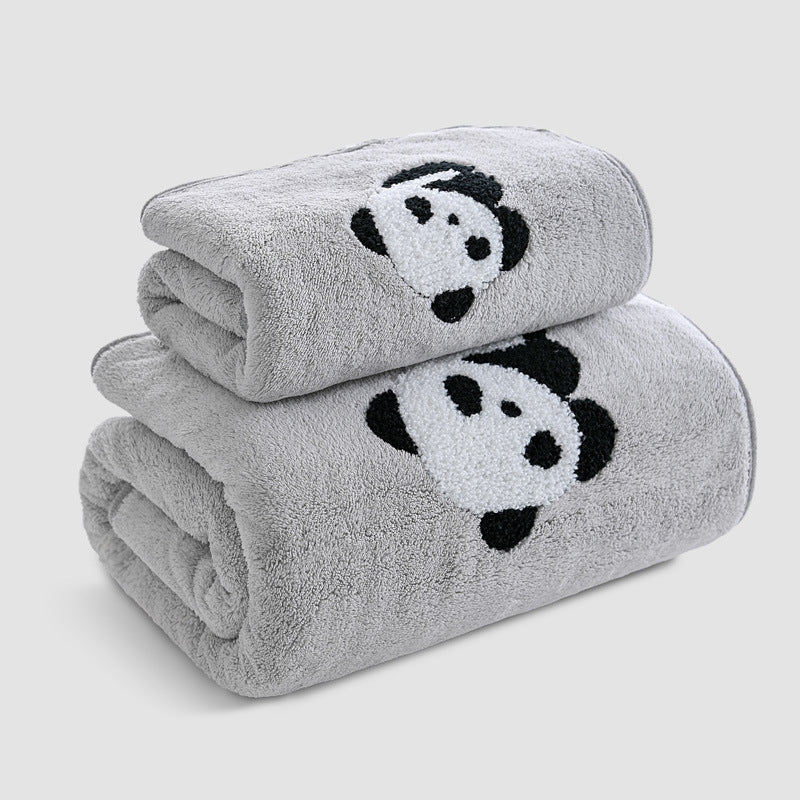 Coral Velvet Panda Broderie couvre doux et absorbant
