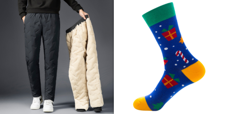 Pantalon en coton rembourré homme avec cachemire
